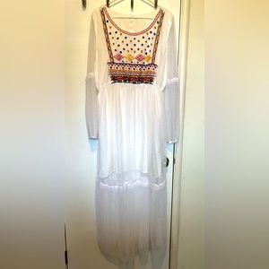 NWT True Destiny mesh embroidered maxi dress